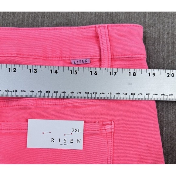 Risen 2XL High Rise Distressed Flare Jeans Pink Barbie Punk Rock Statement - Picture 3 of 7